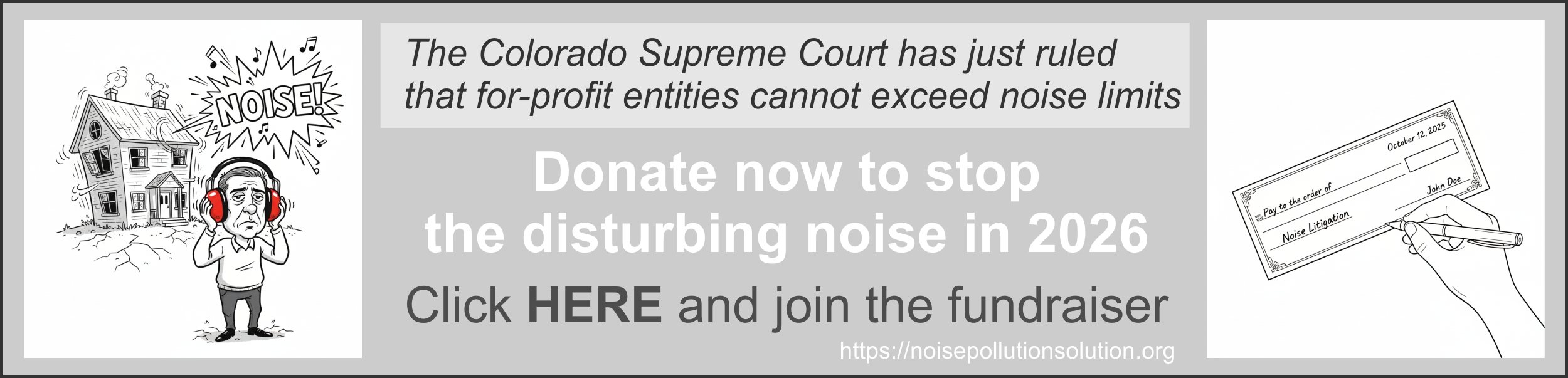 advertizement for donations to fight the Ford amphitheater noise pollution